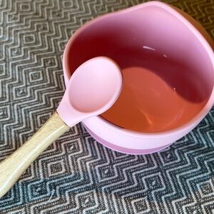 Pink Bowl with Wooden Spoon
